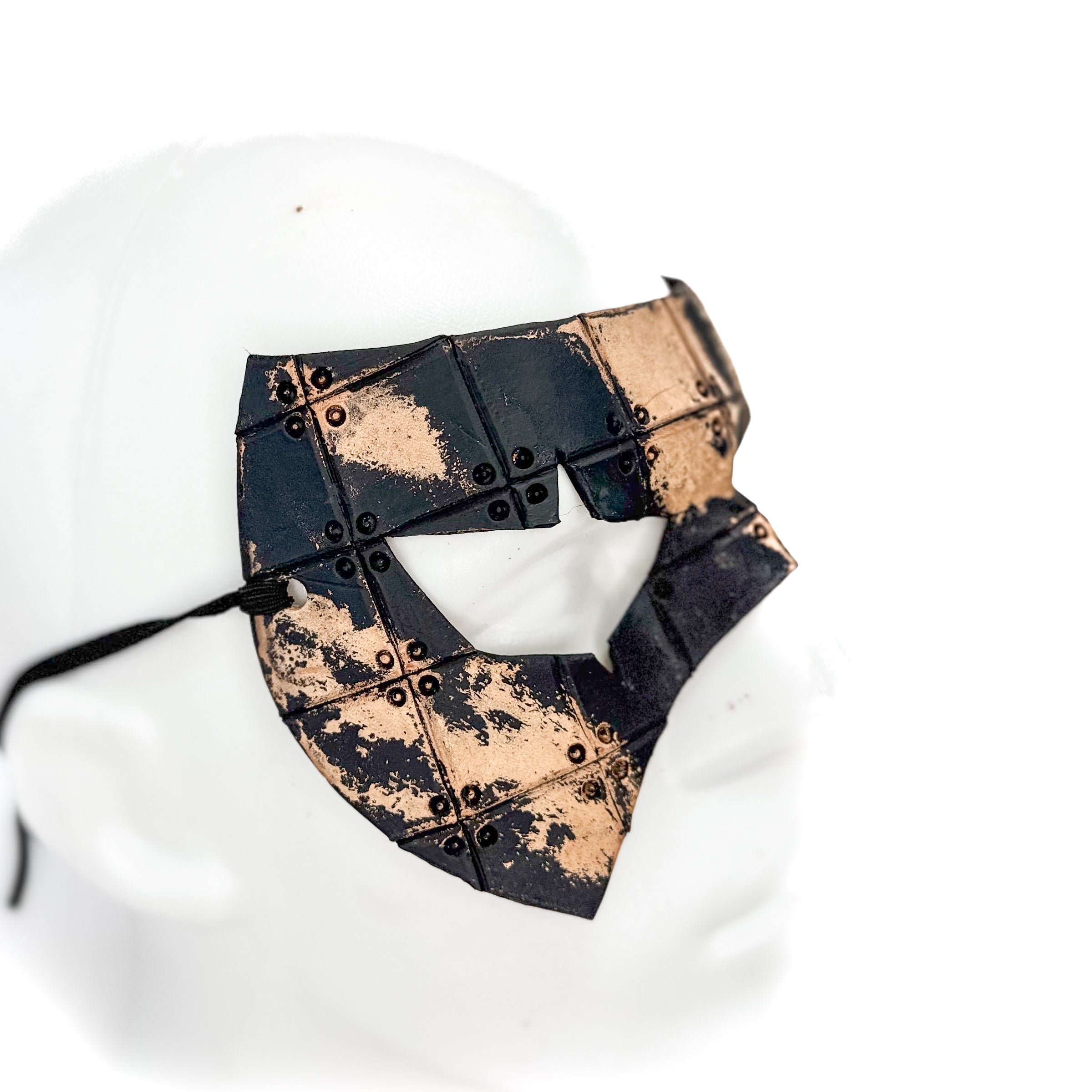 Ink Blot Handmade Genuine Leather Mask in Washed Black Paint and Nude Rockwell Masks