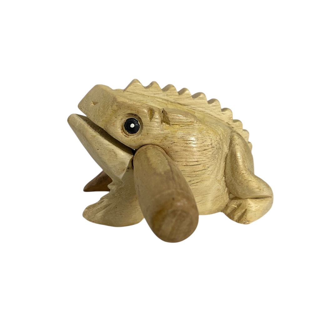 4" Wooden Musical Frog - Natural (Percussion Instrument) Music Frog Co