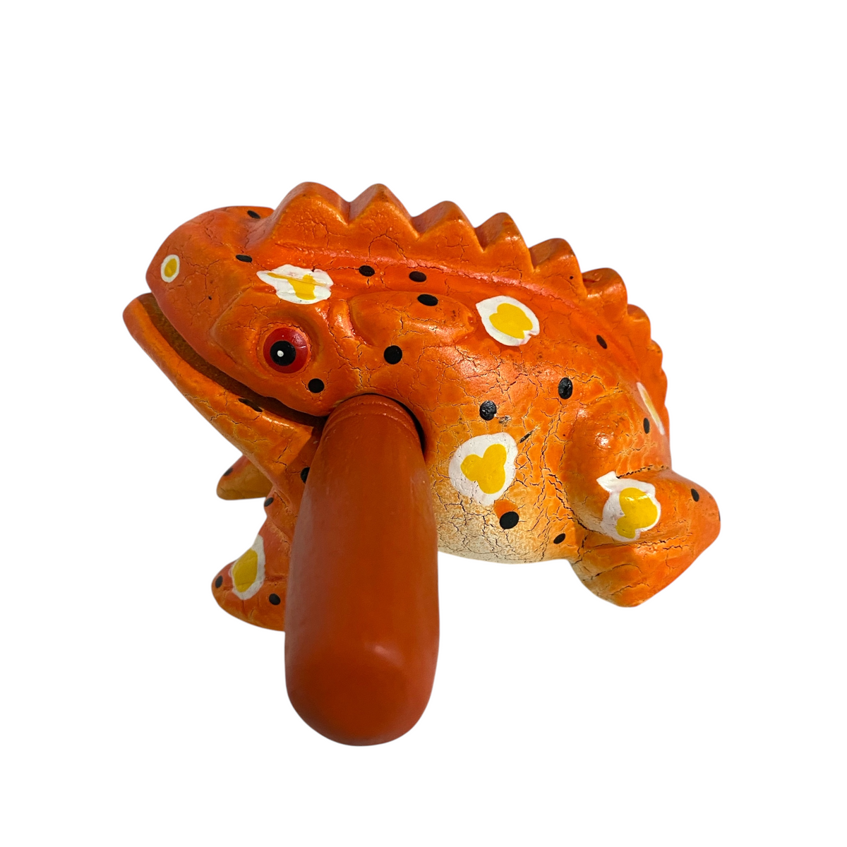 4" Wooden Musical Frog - Pumpkin Design (Percussion Instrument) Music Frog Co