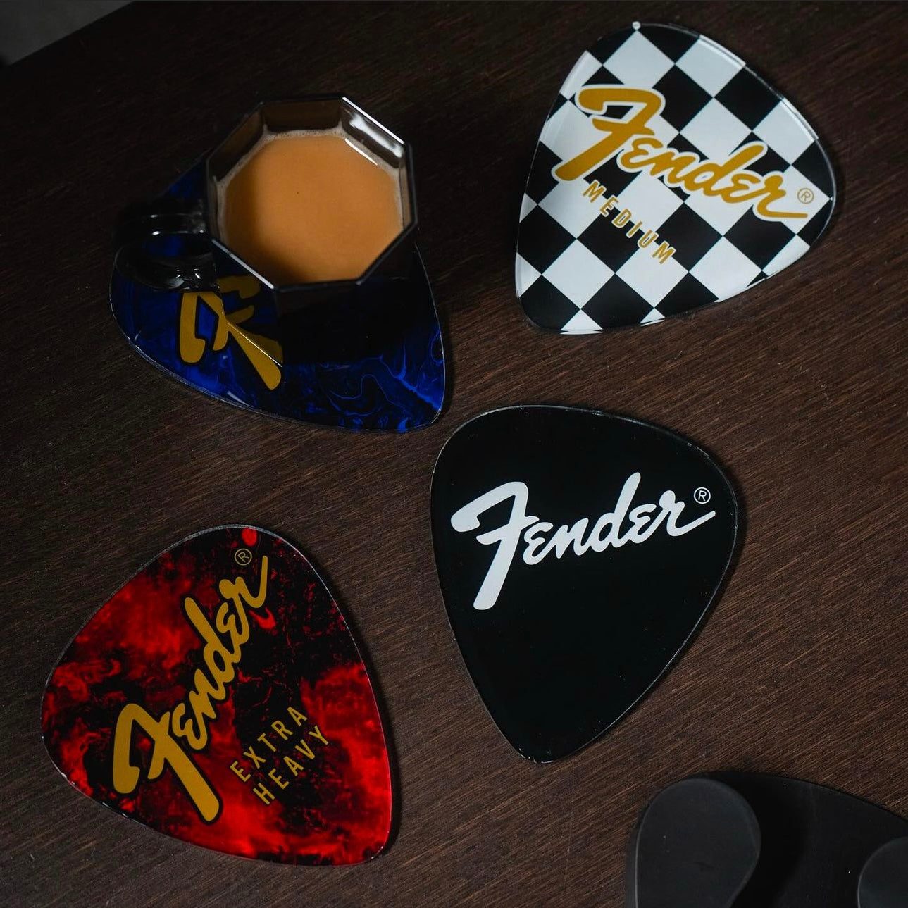 Fender Guitar Pick Shaped Coasters (Set of 4) Pluginz Keychains
