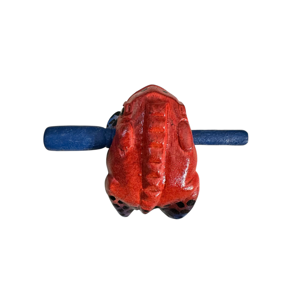1.5" Wooden Musical Frog - Red Dart Design (Percussion Instrument) Music Frog Co
