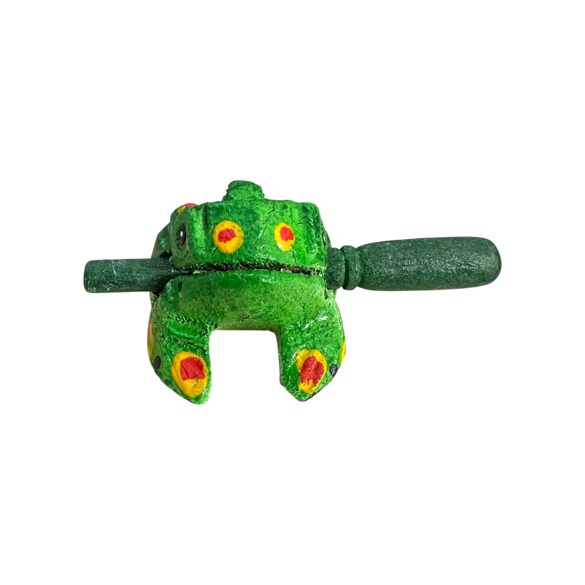 1.5" Wooden Musical Frog - Green Spring Design (Percussion Instrument) Music Frog Co