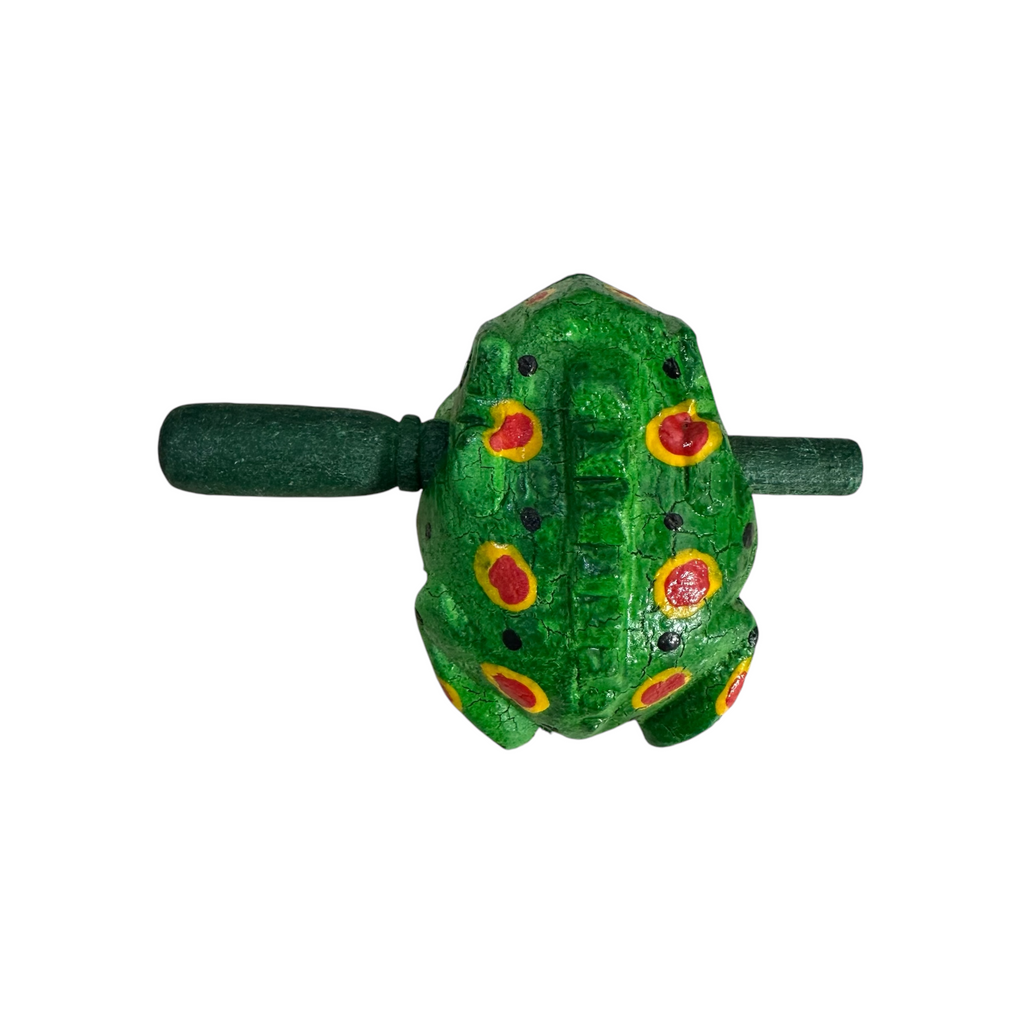 1.5" Wooden Musical Frog - Green Spring Design (Percussion Instrument) Music Frog Co