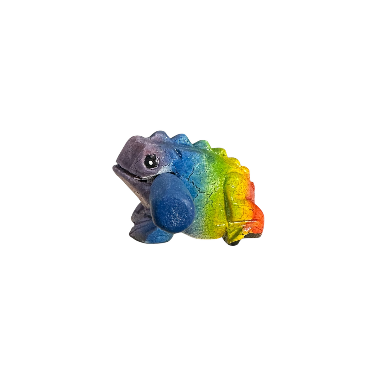 1.5" Wooden Musical Frog - Rainbow Design (Percussion Instrument) Music Frog Co