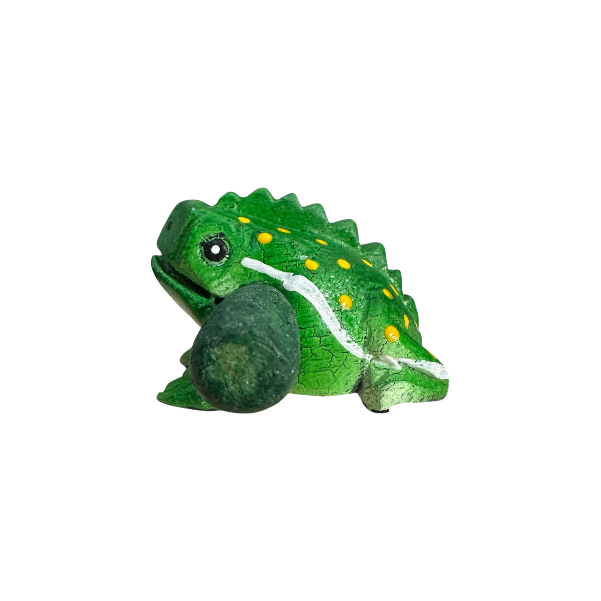 1.5" Wooden Musical Frog - Green Leaf Design (Percussion Instrument) Music Frog Co