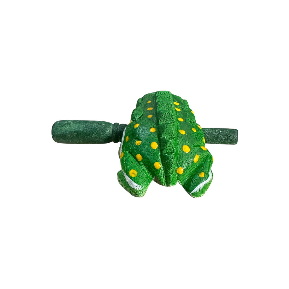 1.5" Wooden Musical Frog - Green Leaf Design (Percussion Instrument) Music Frog Co