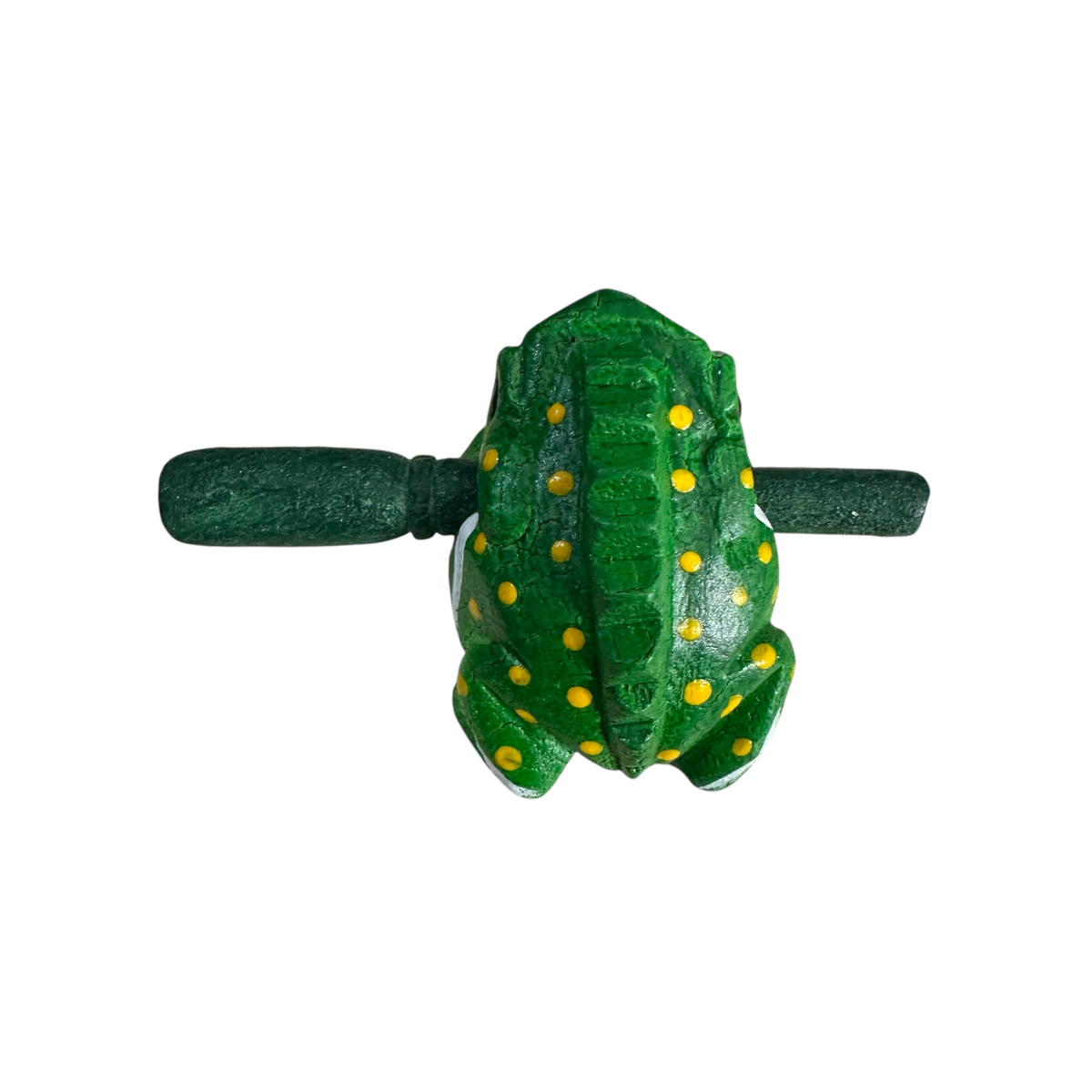 1.5" Wooden Musical Frog - Green Leaf Design (Percussion Instrument) Music Frog Co
