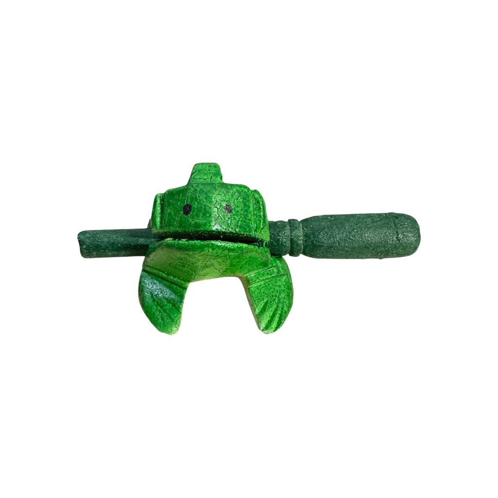 1.5" Wooden Musical Frog - Green Leaf Design (Percussion Instrument) Music Frog Co