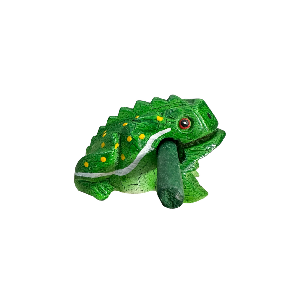 2" Wooden Musical Frog - Green Leaf Design (Percussion Instrument) Music Frog Co