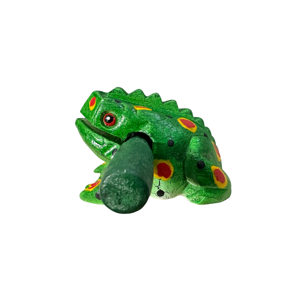2" Wooden Musical Frog - Green Spring Design (Percussion Instrument) Music Frog Co