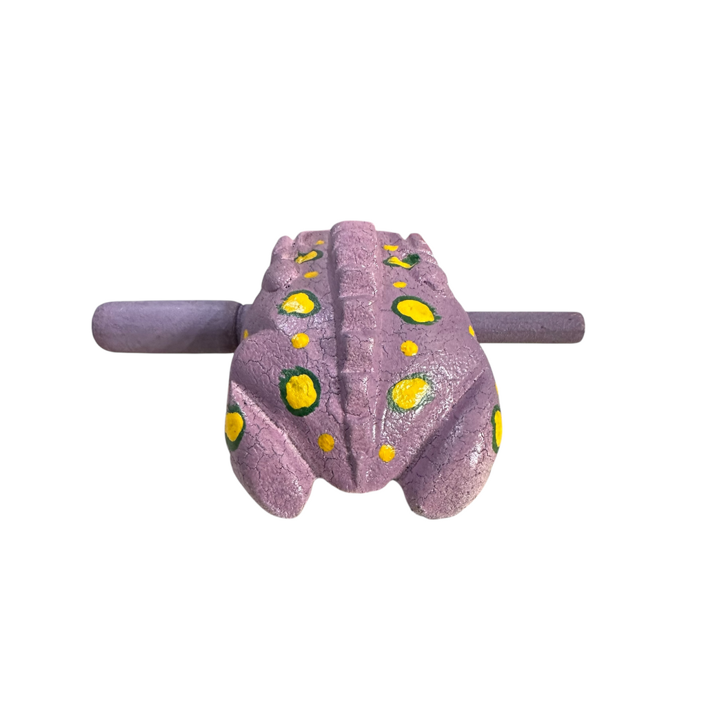 3" Wooden Musical Frog - Lavender Design (Percussion Instrument) Music Frog Co