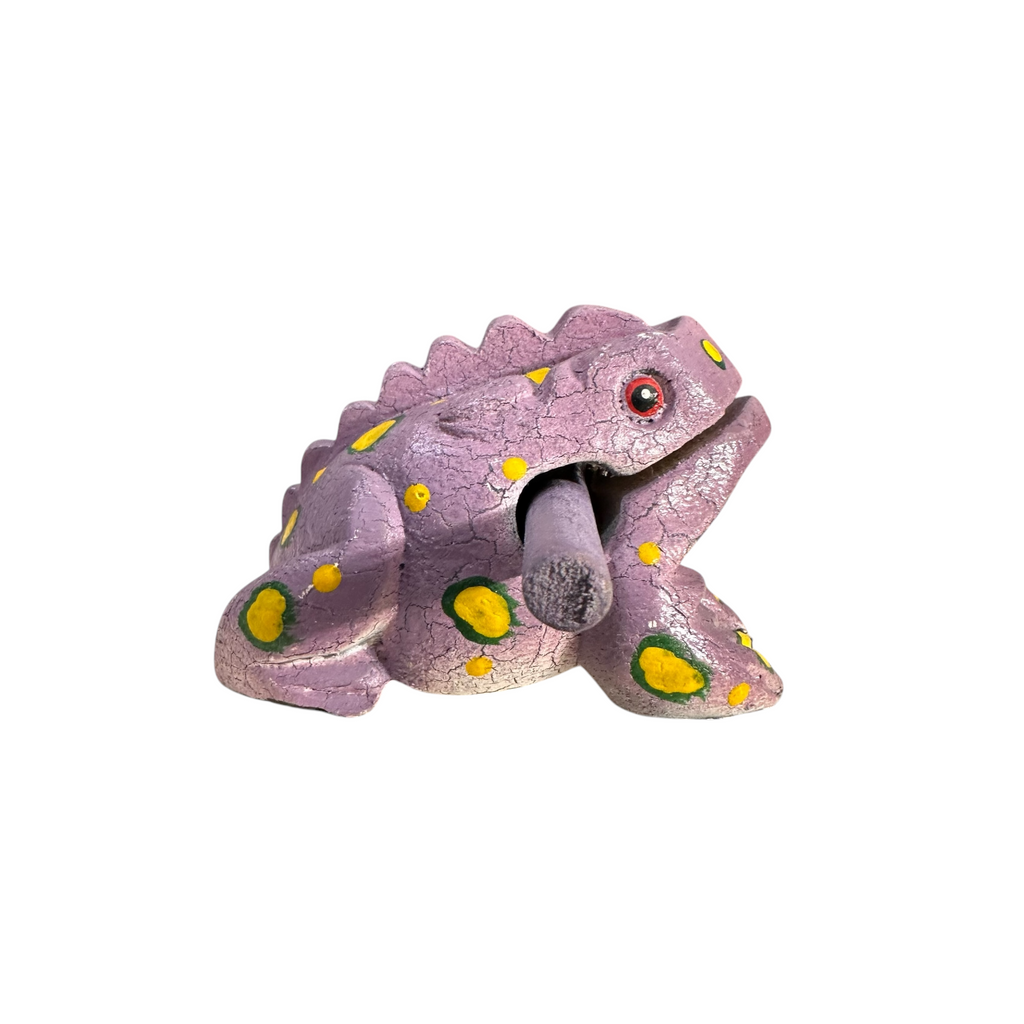 3" Wooden Musical Frog - Lavender Design (Percussion Instrument) Music Frog Co