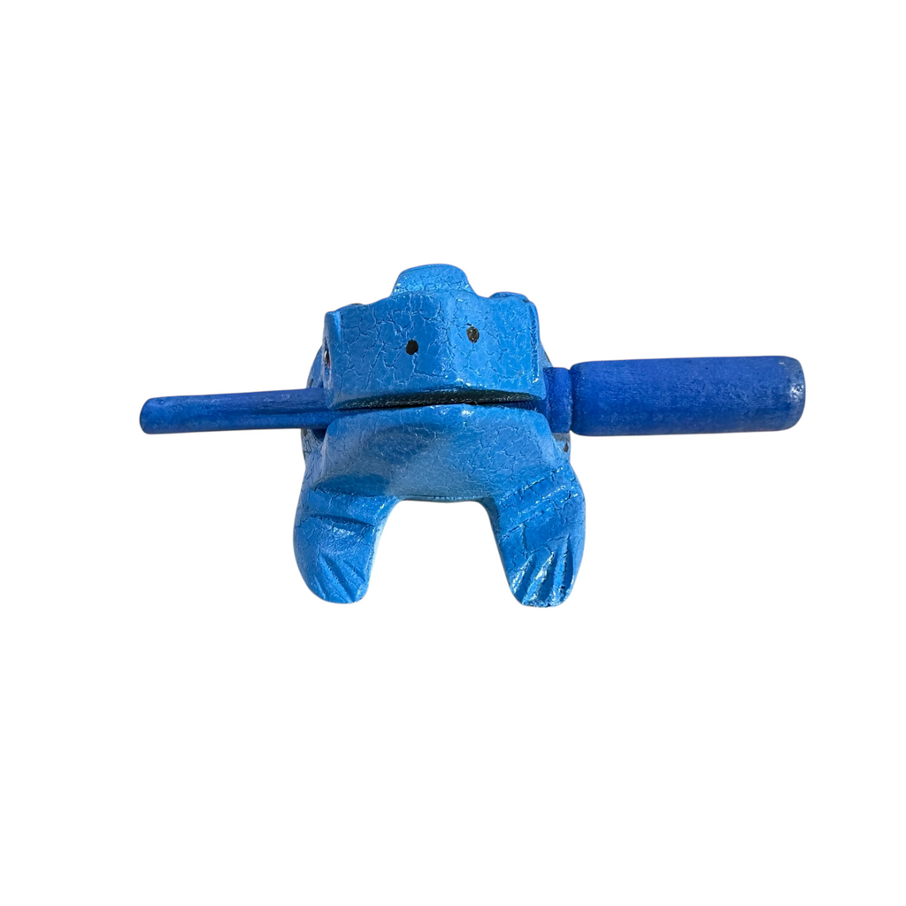 3" Wooden Musical Frog - Blue Dart Design (Percussion Instrument) Music Frog Co