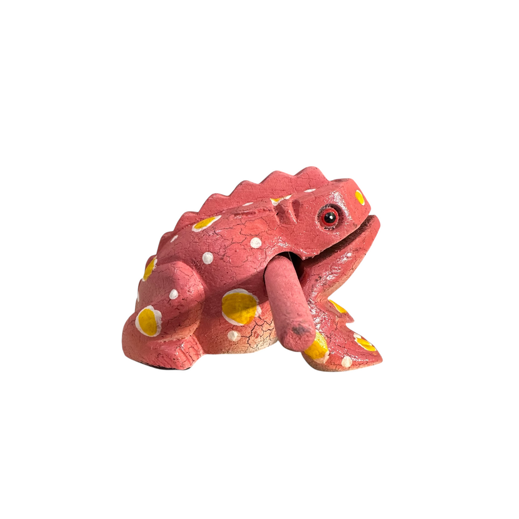 3" Wooden Musical Frog - Pink Design (Percussion Instrument) Music Frog Co