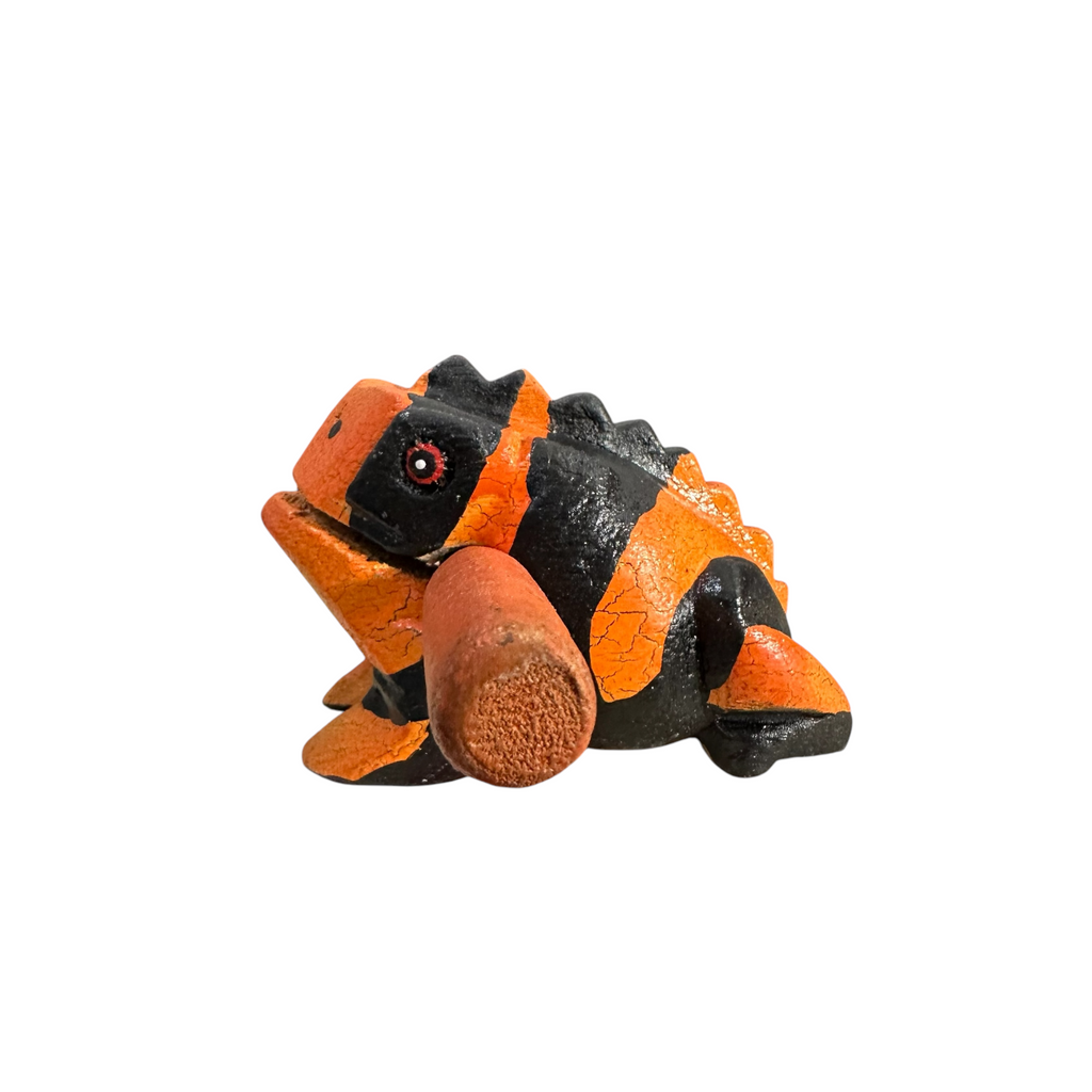 3" Wooden Musical Frog - Orange Dart Design (Percussion Instrument) Music Frog Co