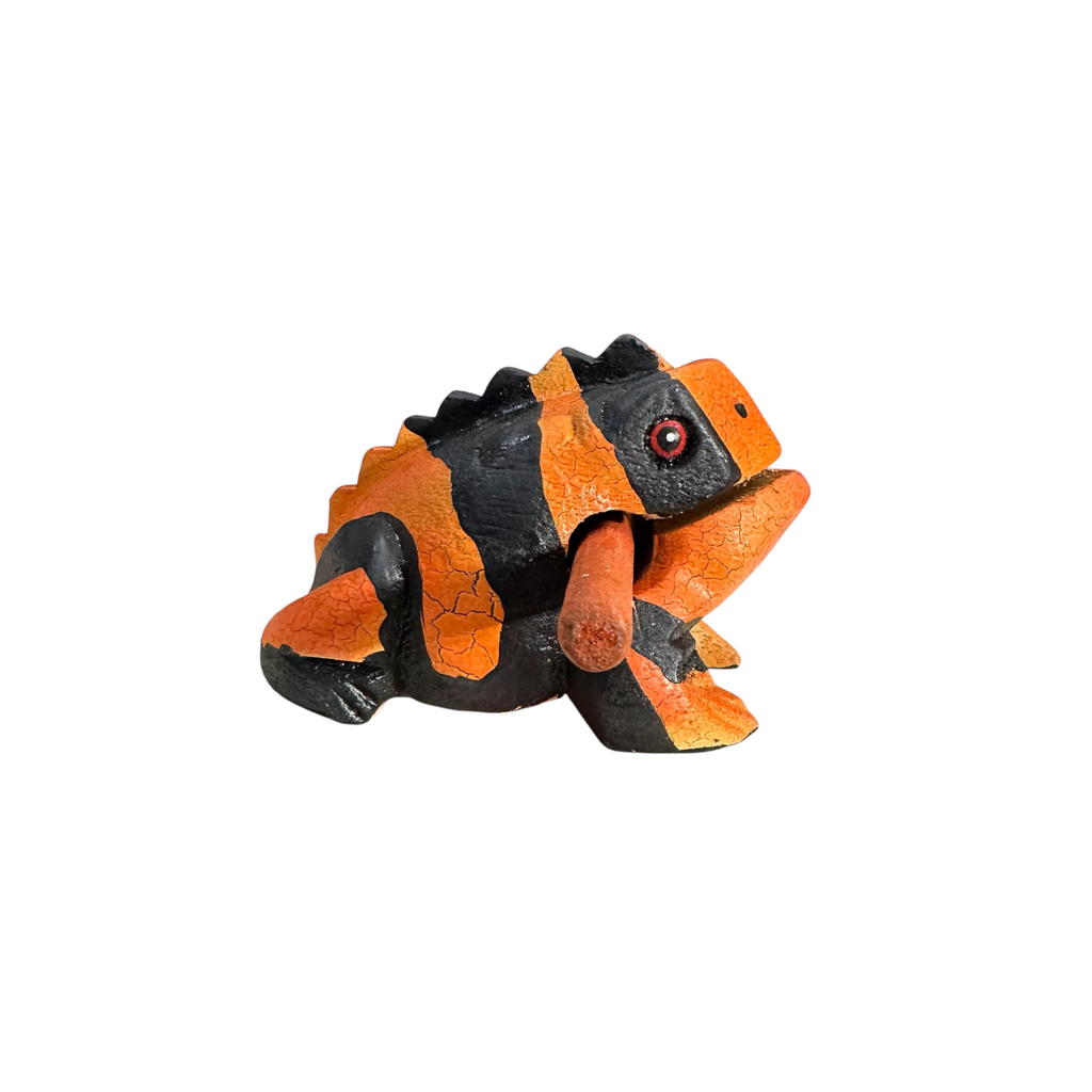 3" Wooden Musical Frog - Orange Dart Design (Percussion Instrument) Music Frog Co