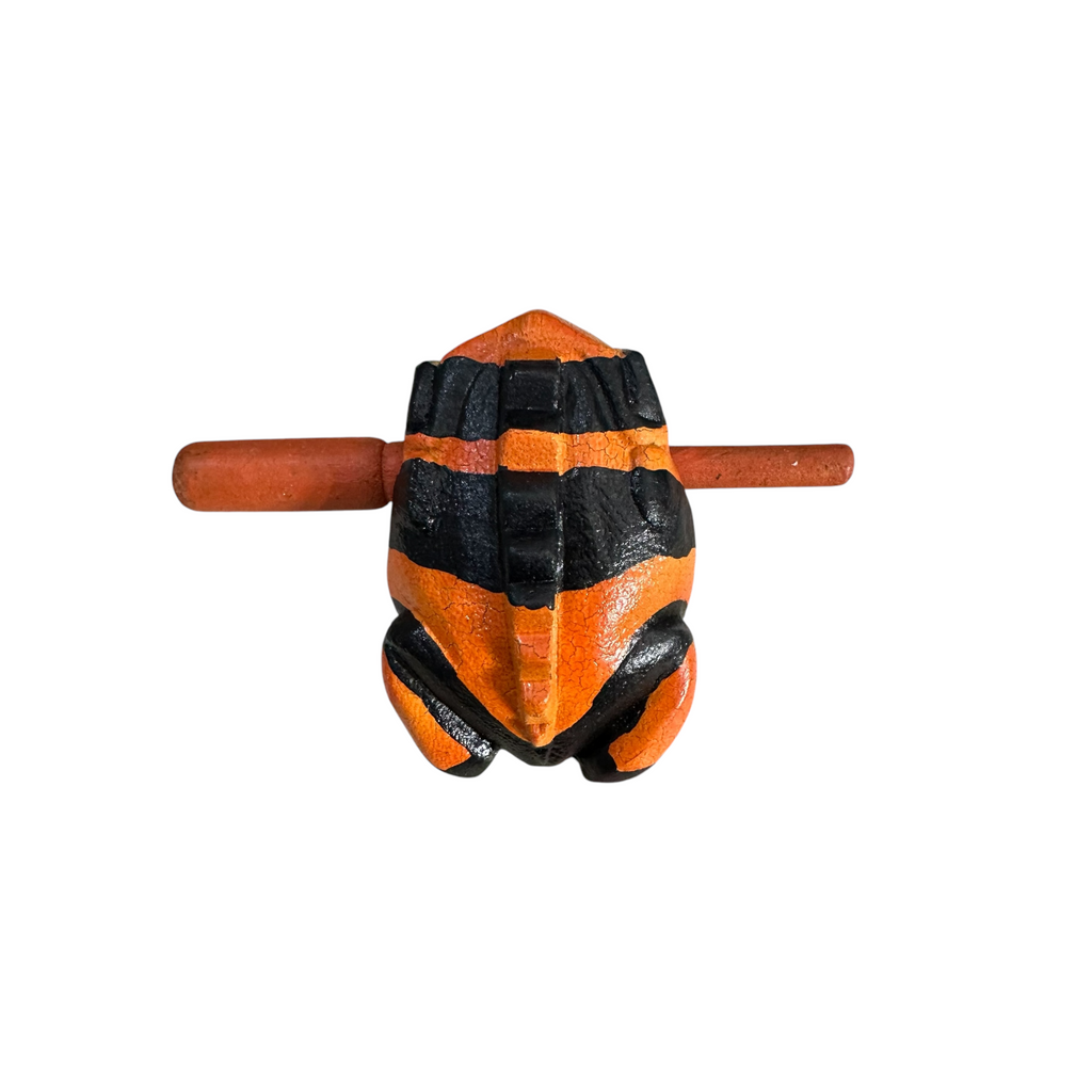 3" Wooden Musical Frog - Orange Dart Design (Percussion Instrument) Music Frog Co