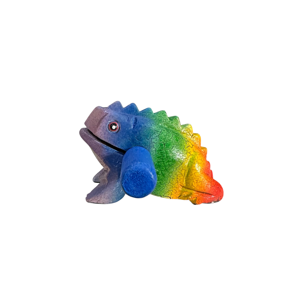 3" Wooden Musical Frog - Rainbow Design (Percussion Instrument) Music Frog Co