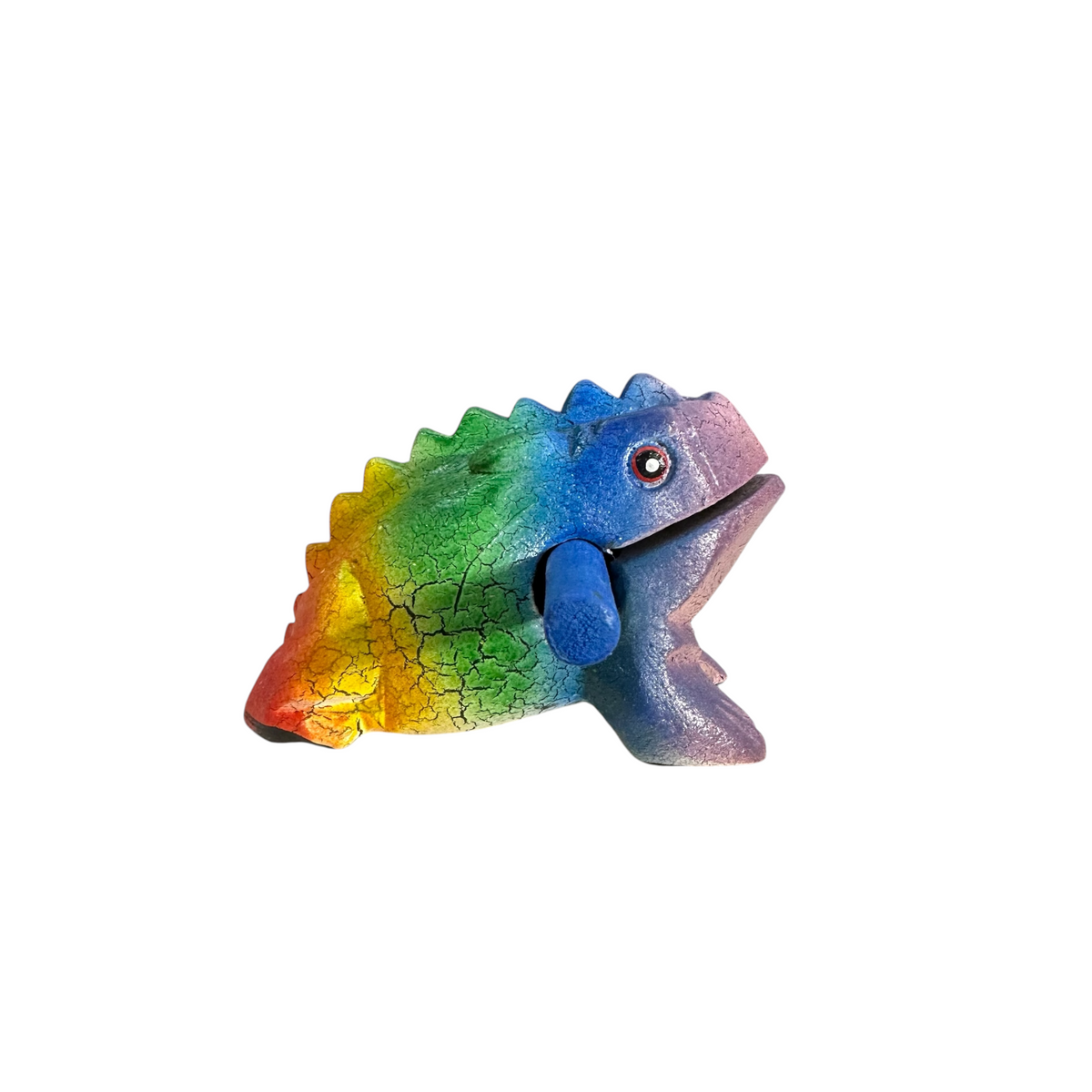 3" Wooden Musical Frog - Rainbow Design (Percussion Instrument) Music Frog Co