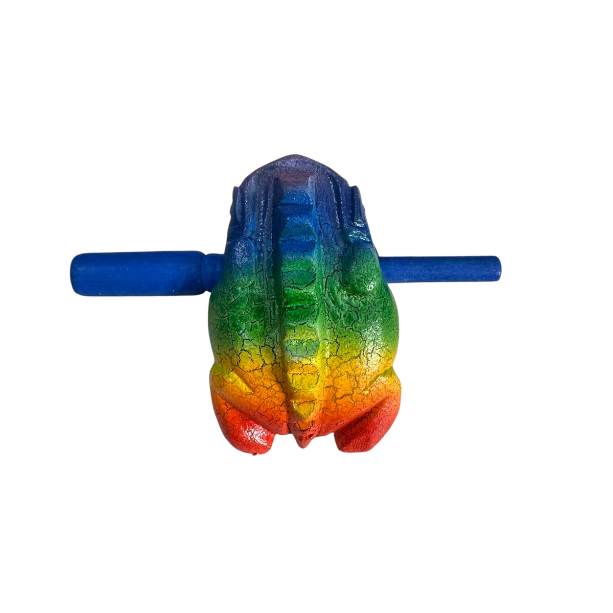 3" Wooden Musical Frog - Rainbow Design (Percussion Instrument) Music Frog Co