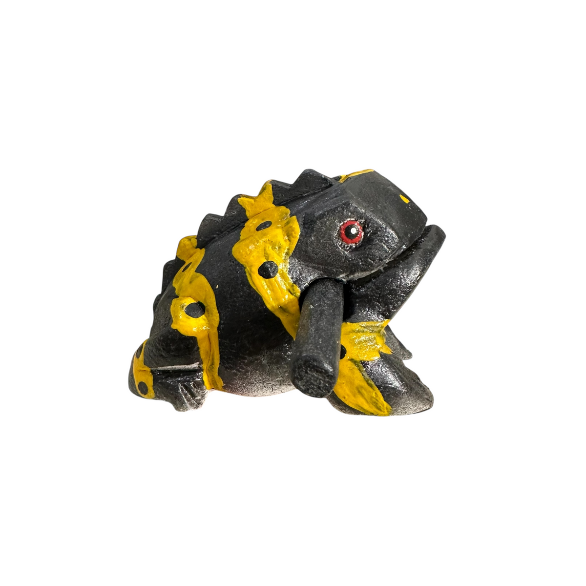 3" Wooden Musical Frog - Yellow Dart Design (Percussion Instrument) Music Frog Co