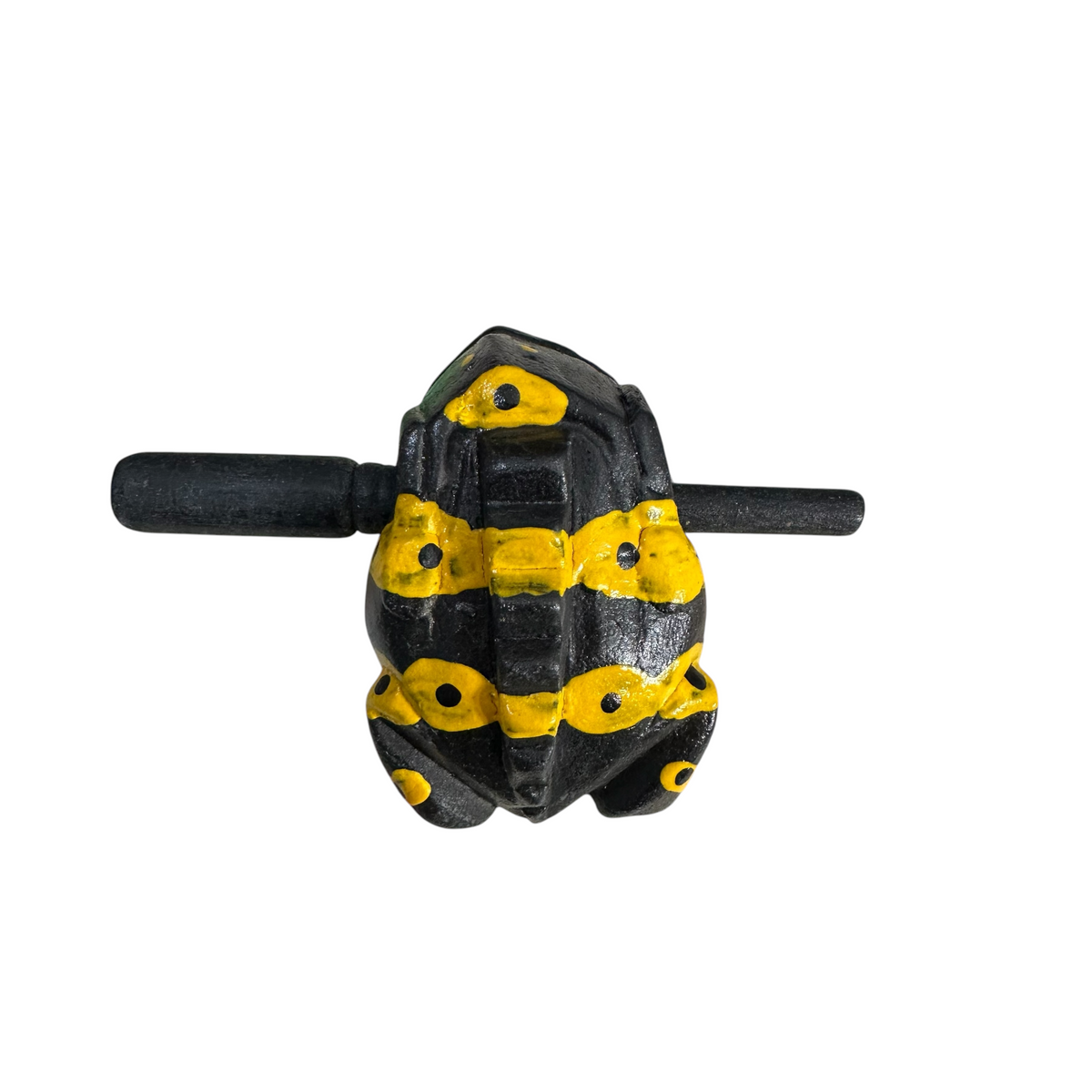 3" Wooden Musical Frog - Yellow Dart Design (Percussion Instrument) Music Frog Co