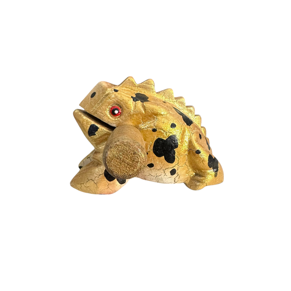 3" Wooden Musical Frog - Egyptian Golden Design (Percussion Instrument) Music Frog Co