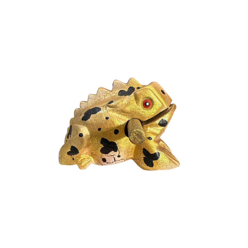 3" Wooden Musical Frog - Egyptian Golden Design (Percussion Instrument) Music Frog Co