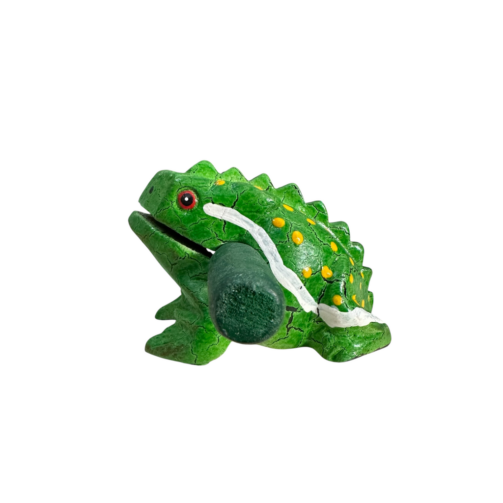 3" Wooden Musical Frog - Green Leaf Design (Percussion Instrument) Music Frog Co