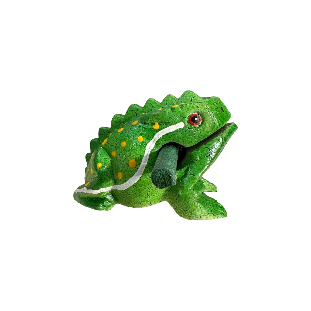 3" Wooden Musical Frog - Green Leaf Design (Percussion Instrument) Music Frog Co
