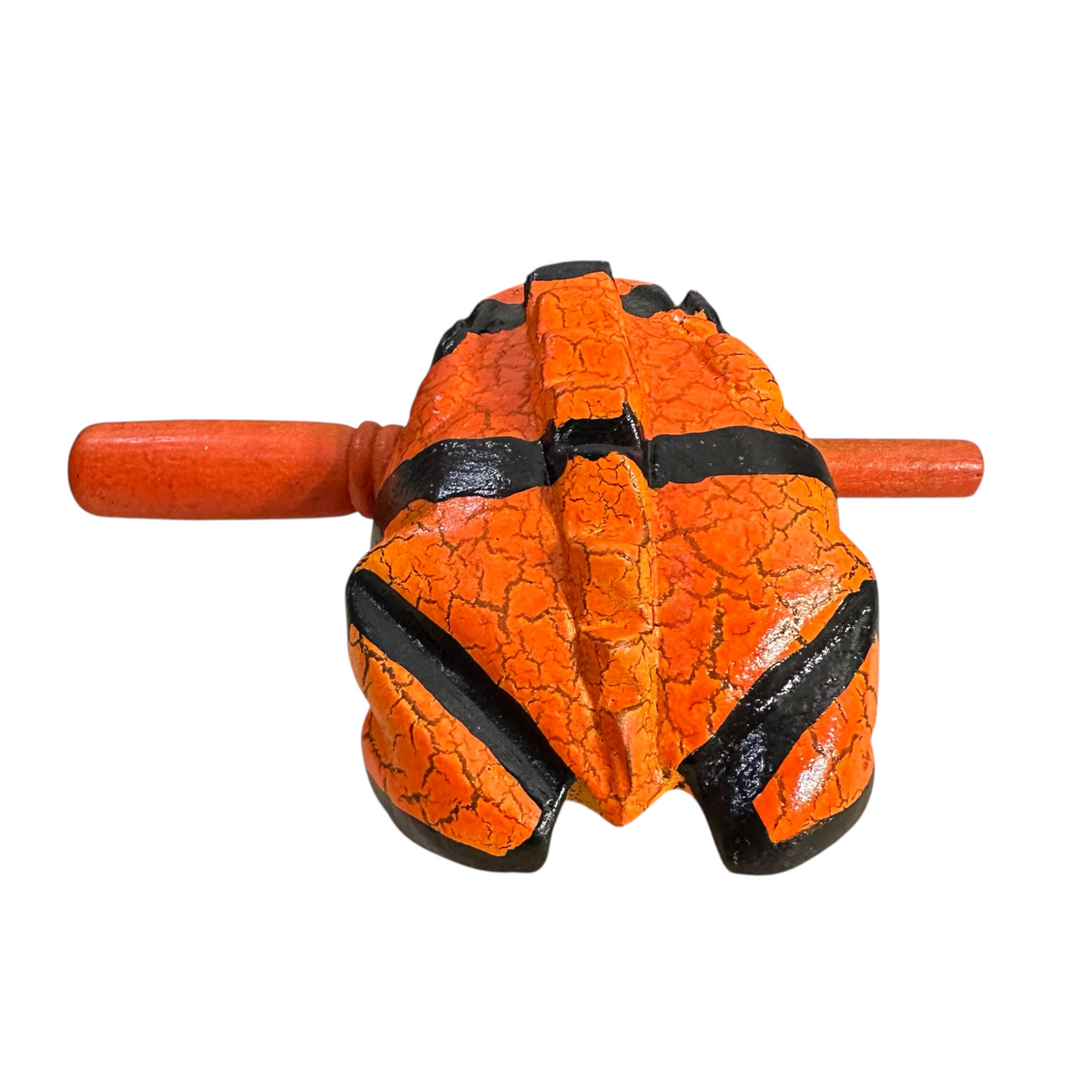4" Wooden Musical Frog - Orange Dart Design (Percussion Instrument) Music Frog Co