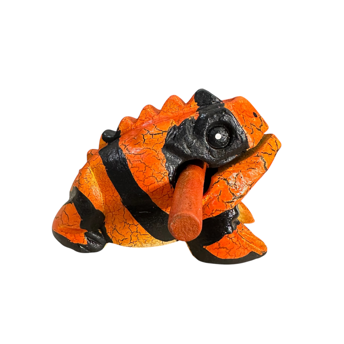 4" Wooden Musical Frog - Orange Dart Design (Percussion Instrument) Music Frog Co