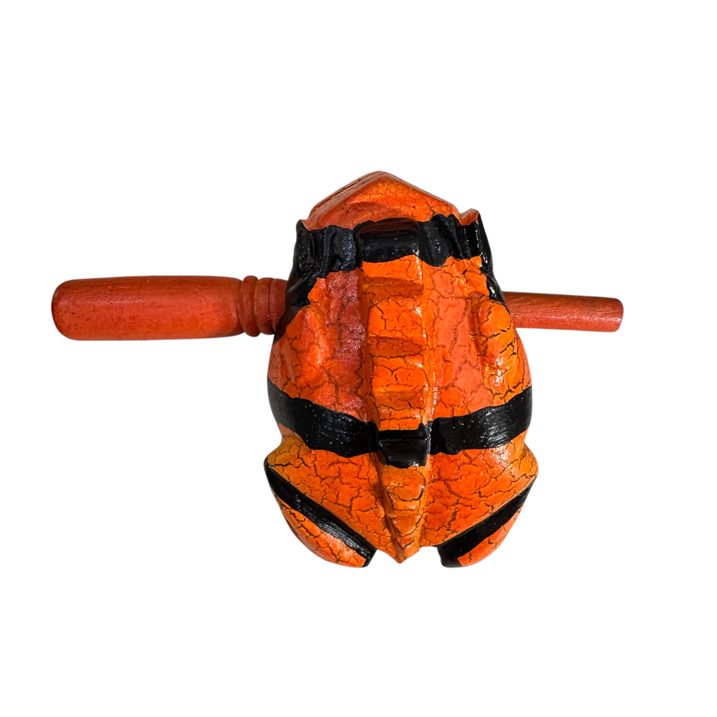 4" Wooden Musical Frog - Orange Dart Design (Percussion Instrument) Music Frog Co