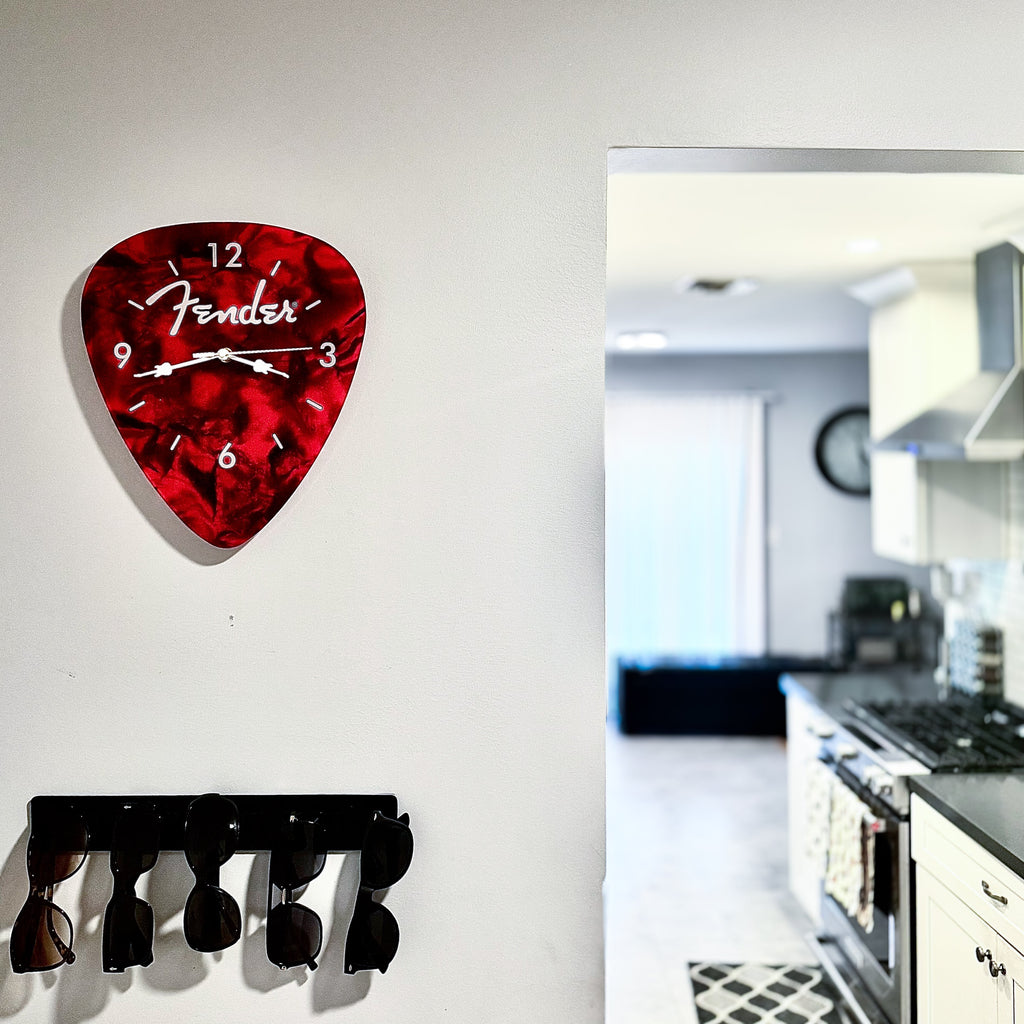 Fender Guitar Pick Wall Clock x Red Pluginz Keychains