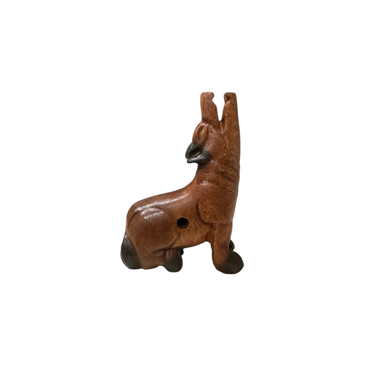 4.5" Small Dark Oak Wolf Musical Whistle Instrument Music Frog Co