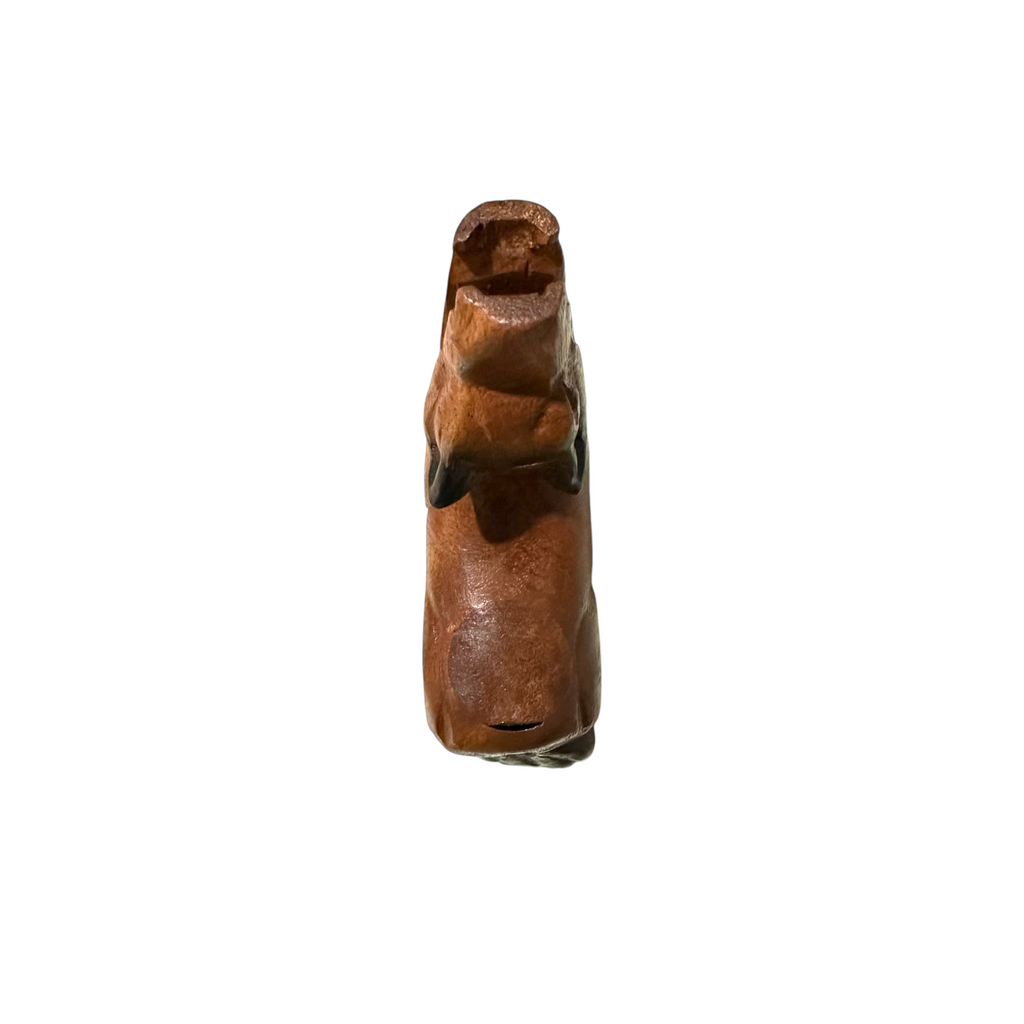 4.5" Small Dark Oak Wolf Musical Whistle Instrument Music Frog Co