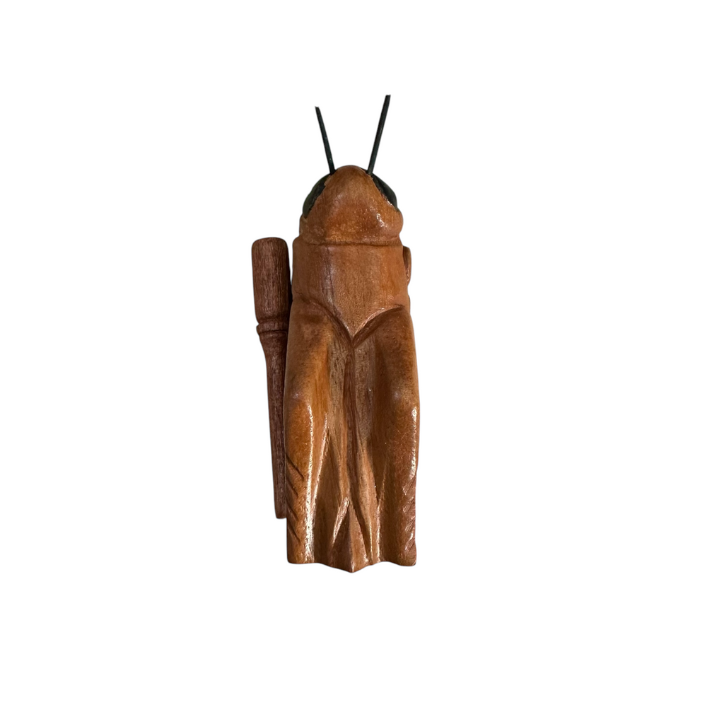 4" Dark Stained Wooden Musical Cricket Percussion Instrument Music Frog Co