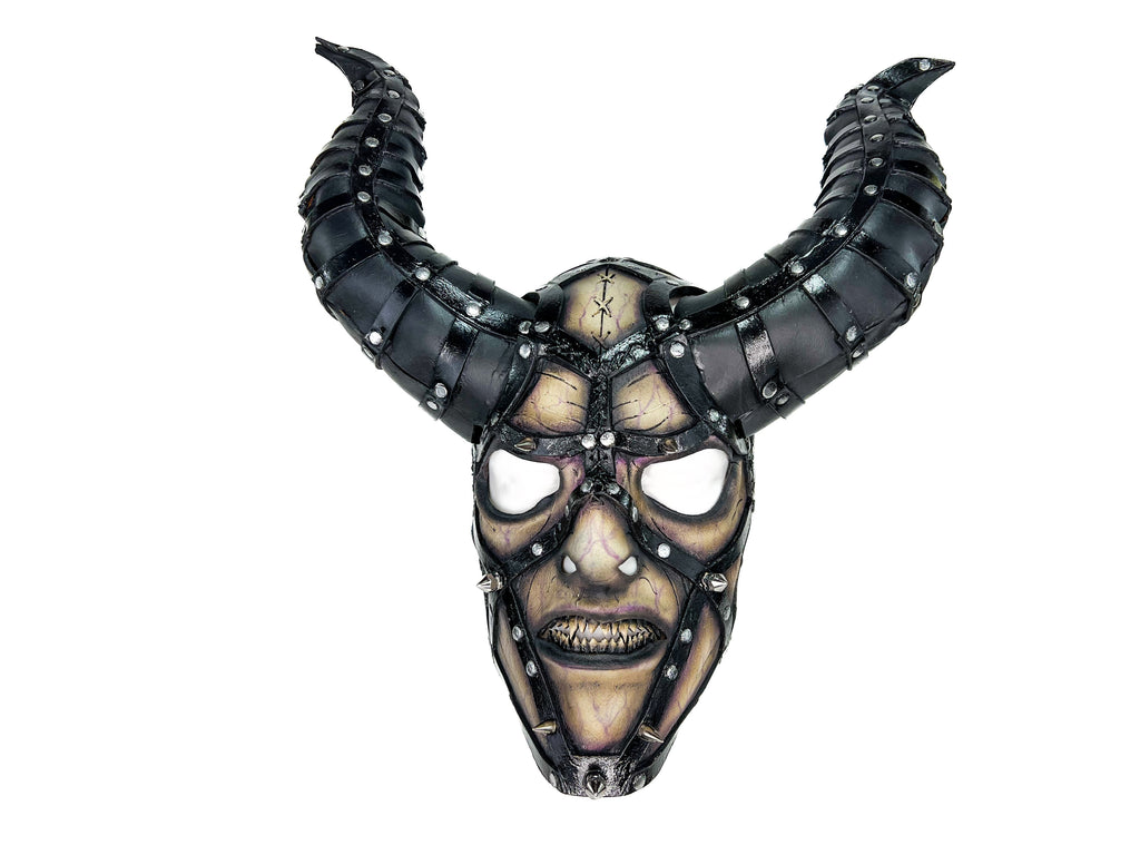 Evil Being - Handmade Genuine Horned Leather Devil/Demon/Satan Horned Mask Rockwell Masks