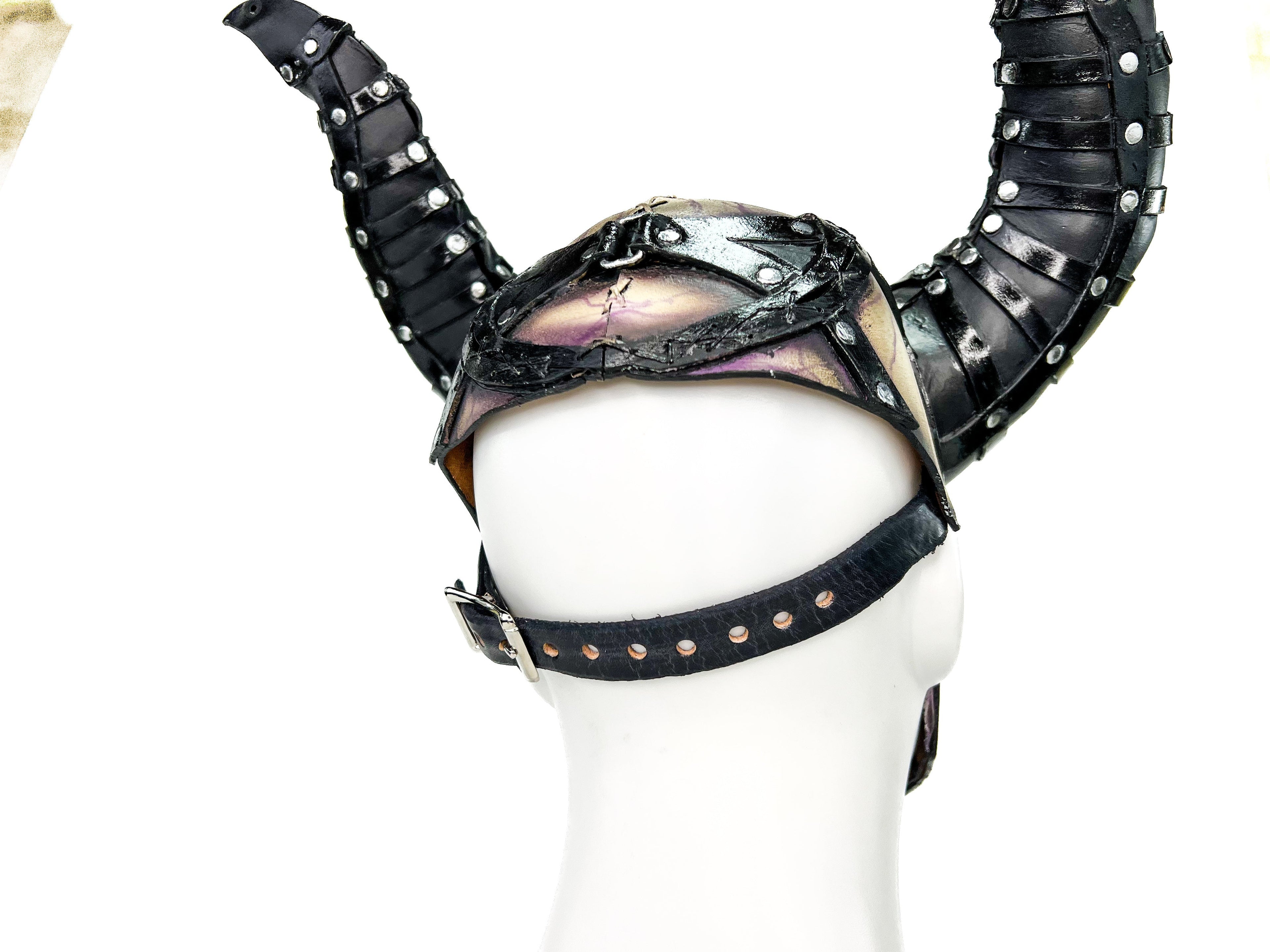 Evil Being - Handmade Genuine Horned Leather Devil/Demon/Satan Horned Mask Rockwell Masks