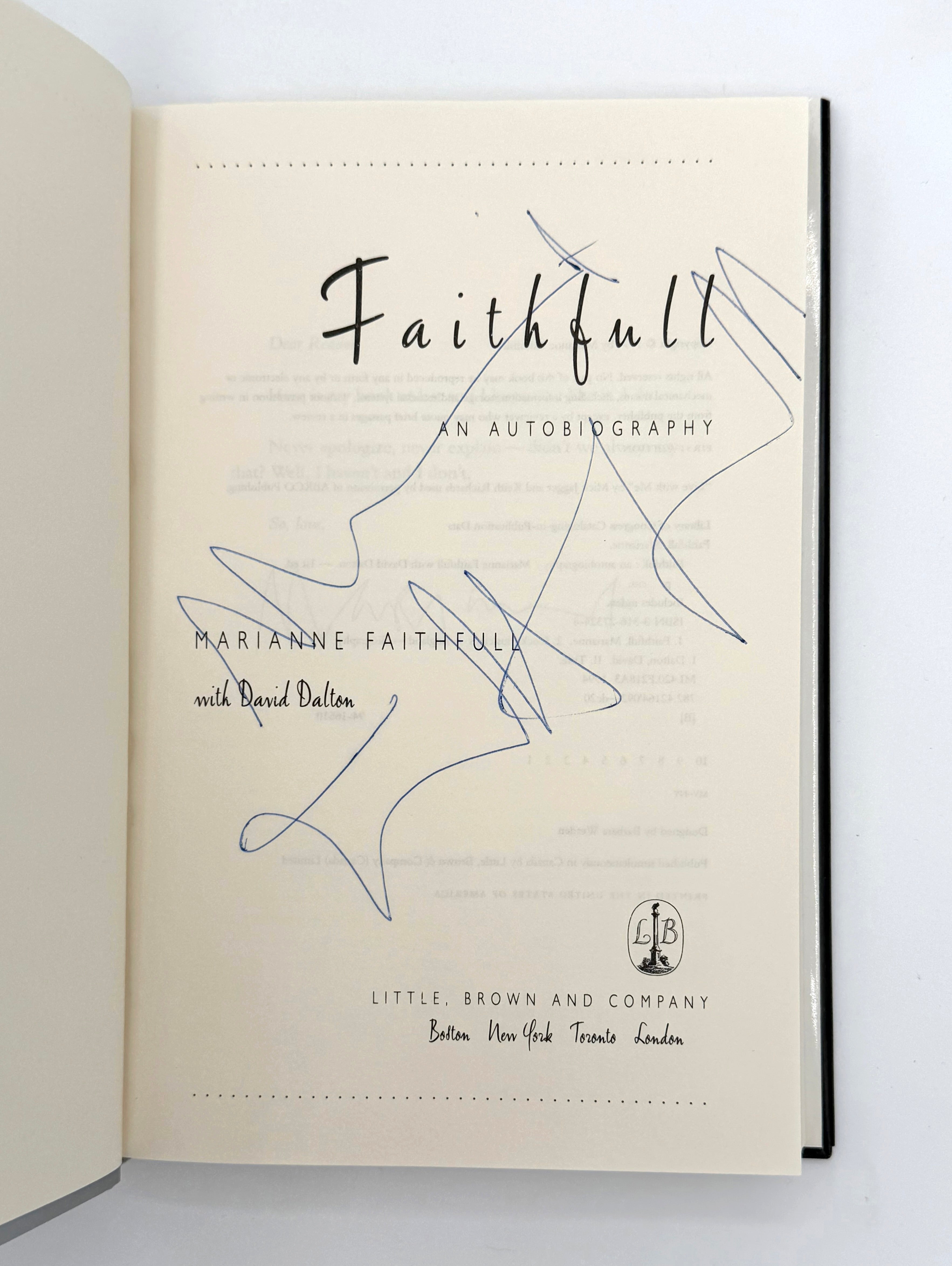 Faithfull: An Autobiography — Signed First Edition by Marianne Faithfull Cedar Leaf Books