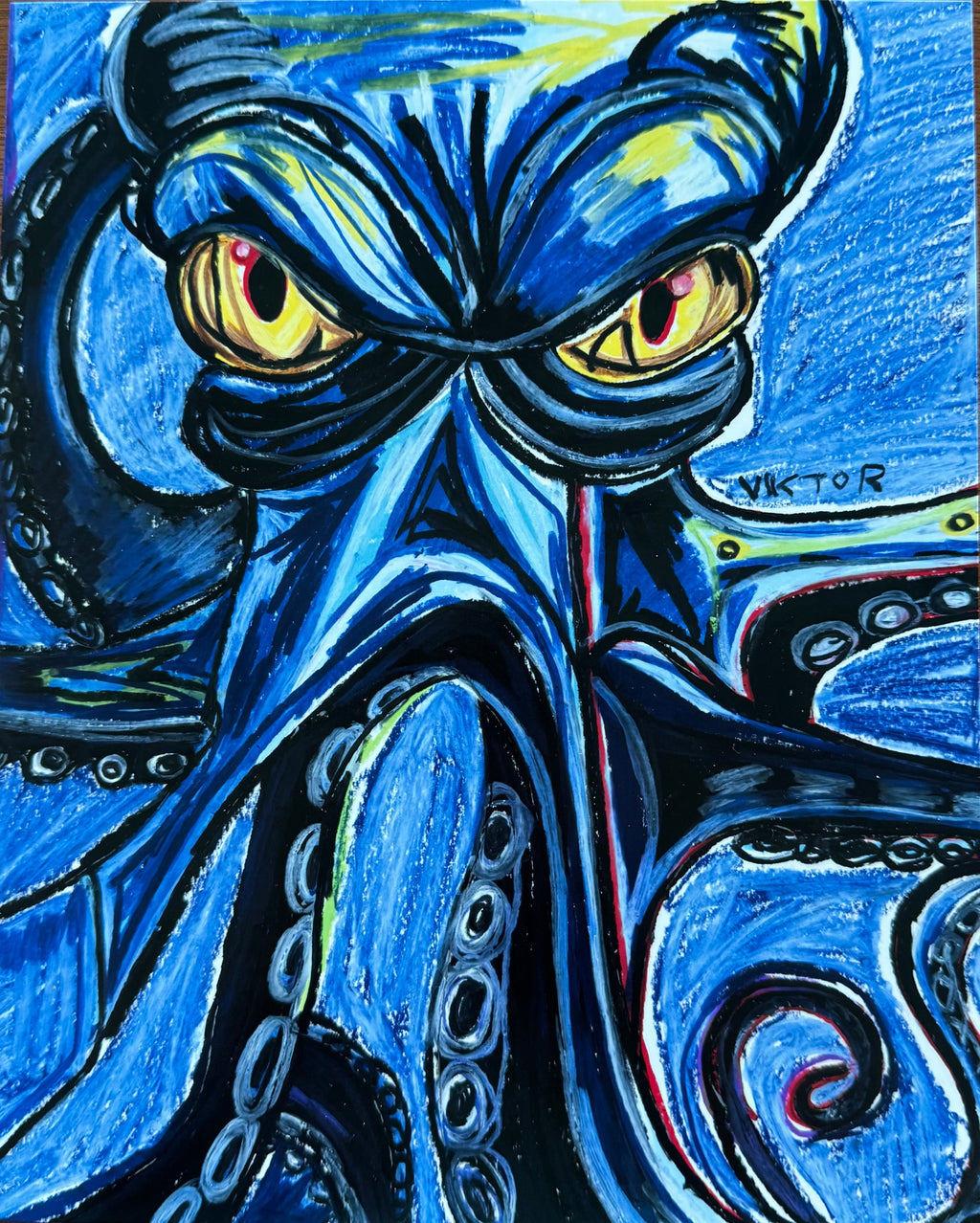 Blue Octopus - Art Prints Vichy's Art