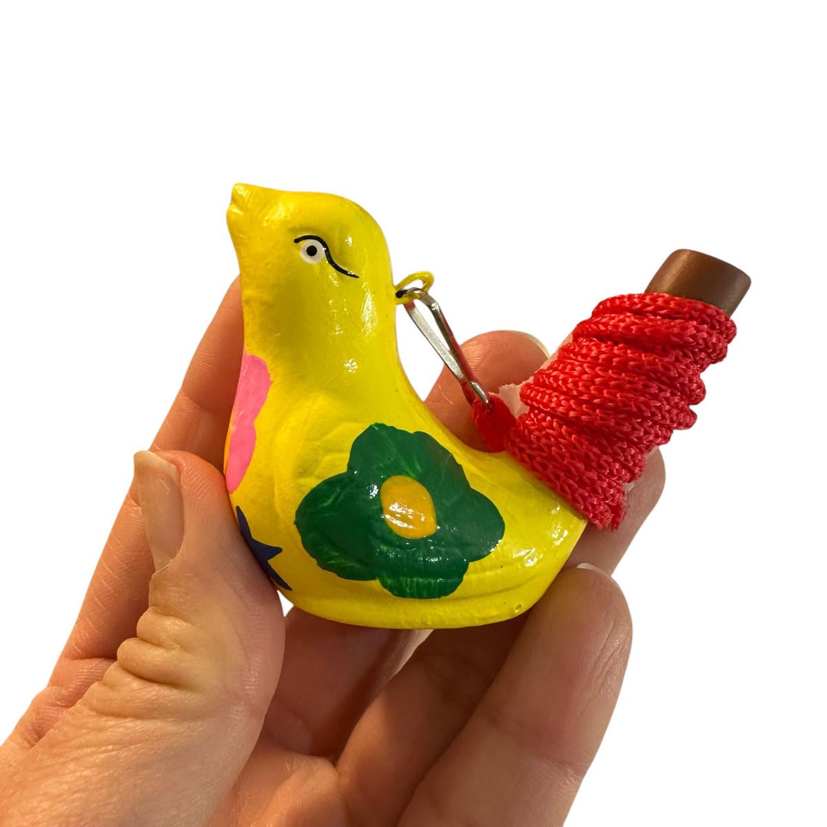 Clay Water Whistle Bird (Yellow flowers) Music Frog Co