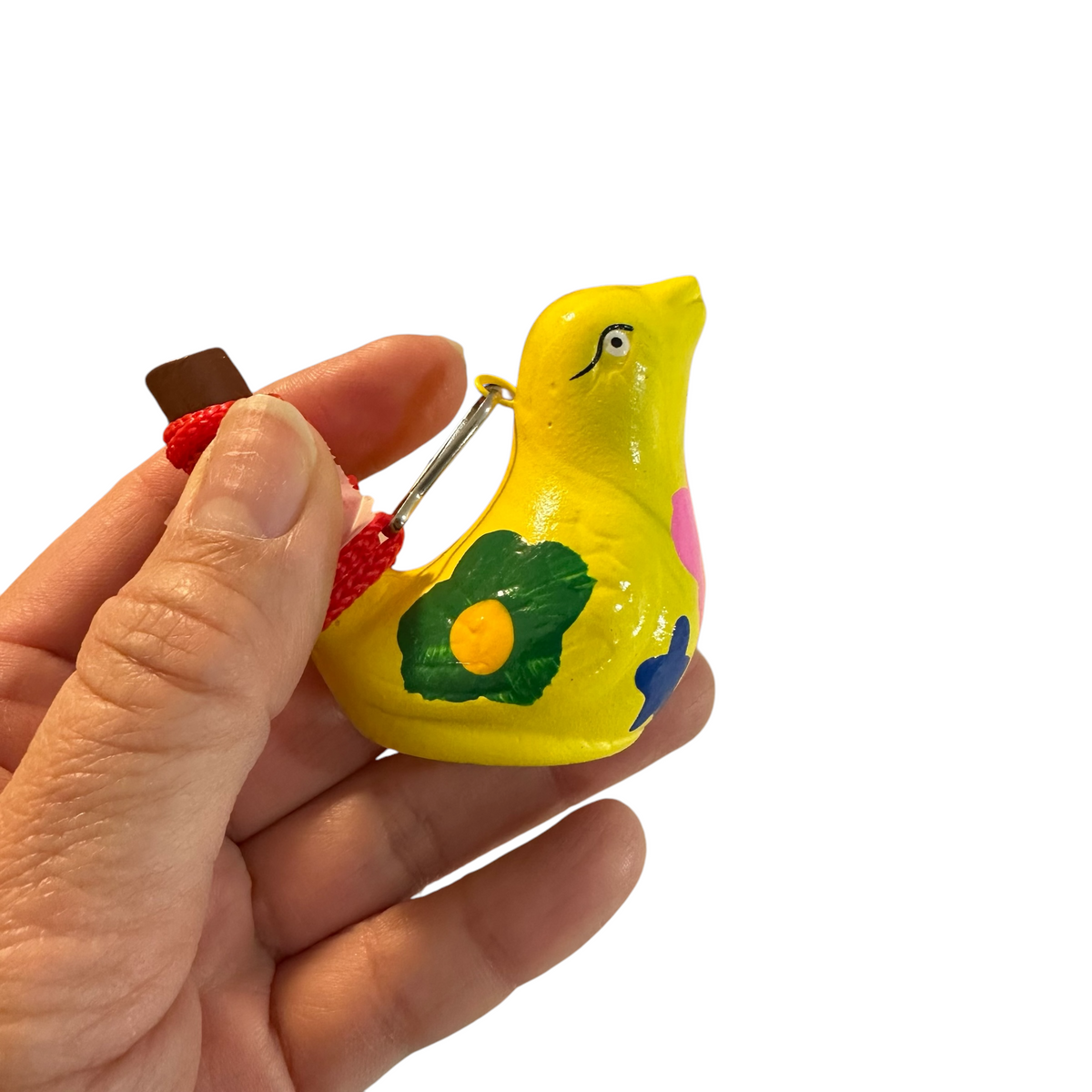 Clay Water Whistle Bird (Yellow flowers) Music Frog Co