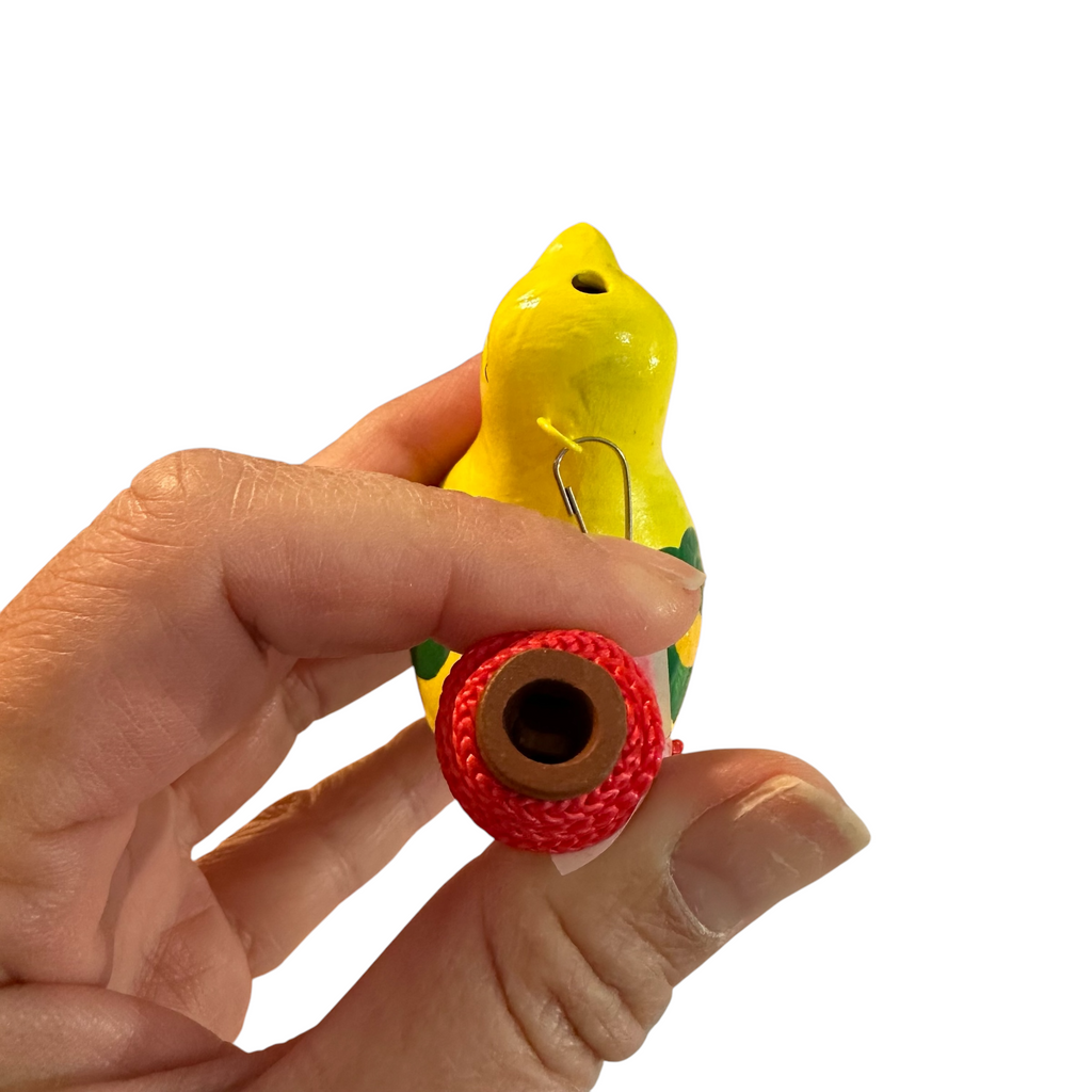 Clay Water Whistle Bird (Yellow flowers) Music Frog Co
