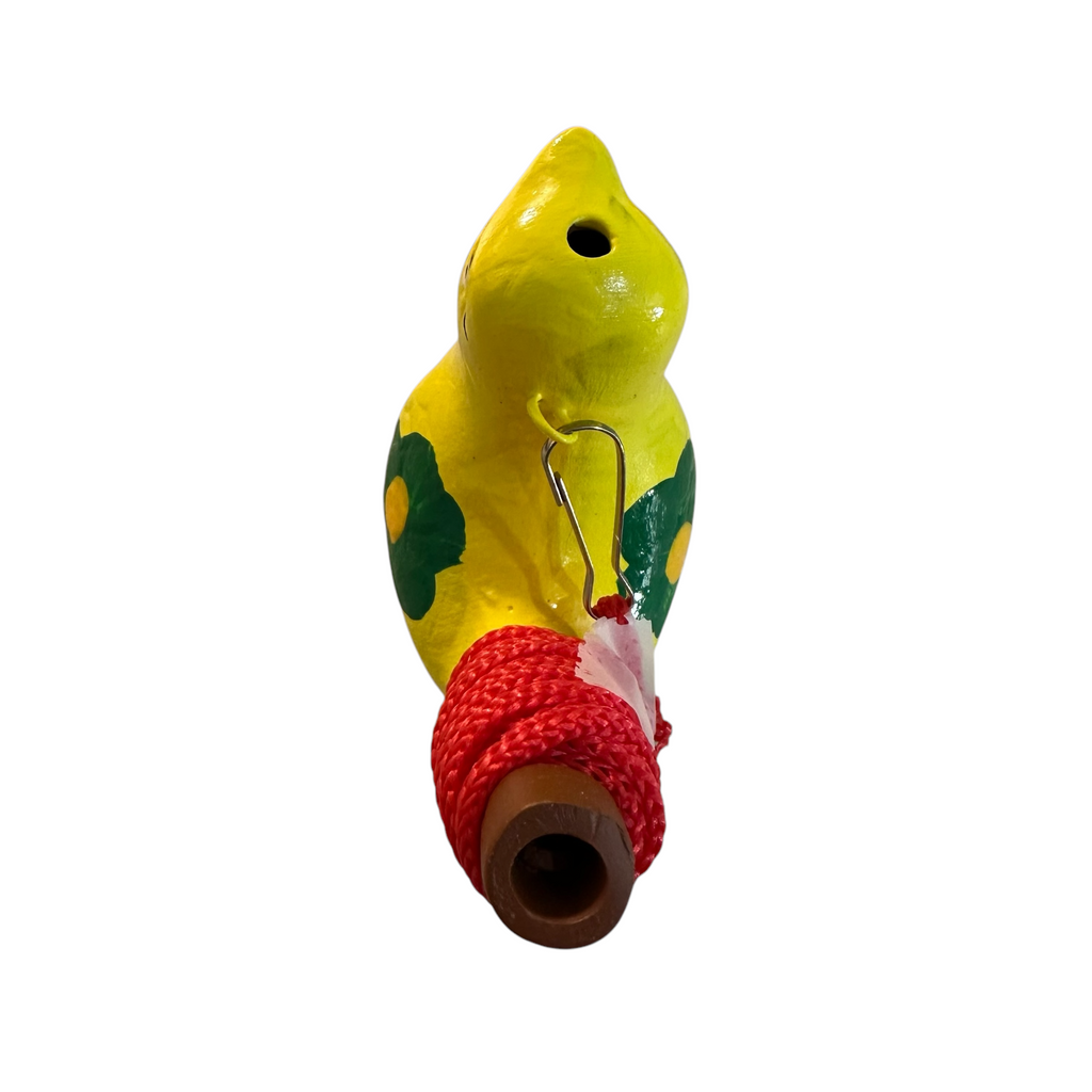 Clay Water Whistle Bird (Yellow flowers) Music Frog Co