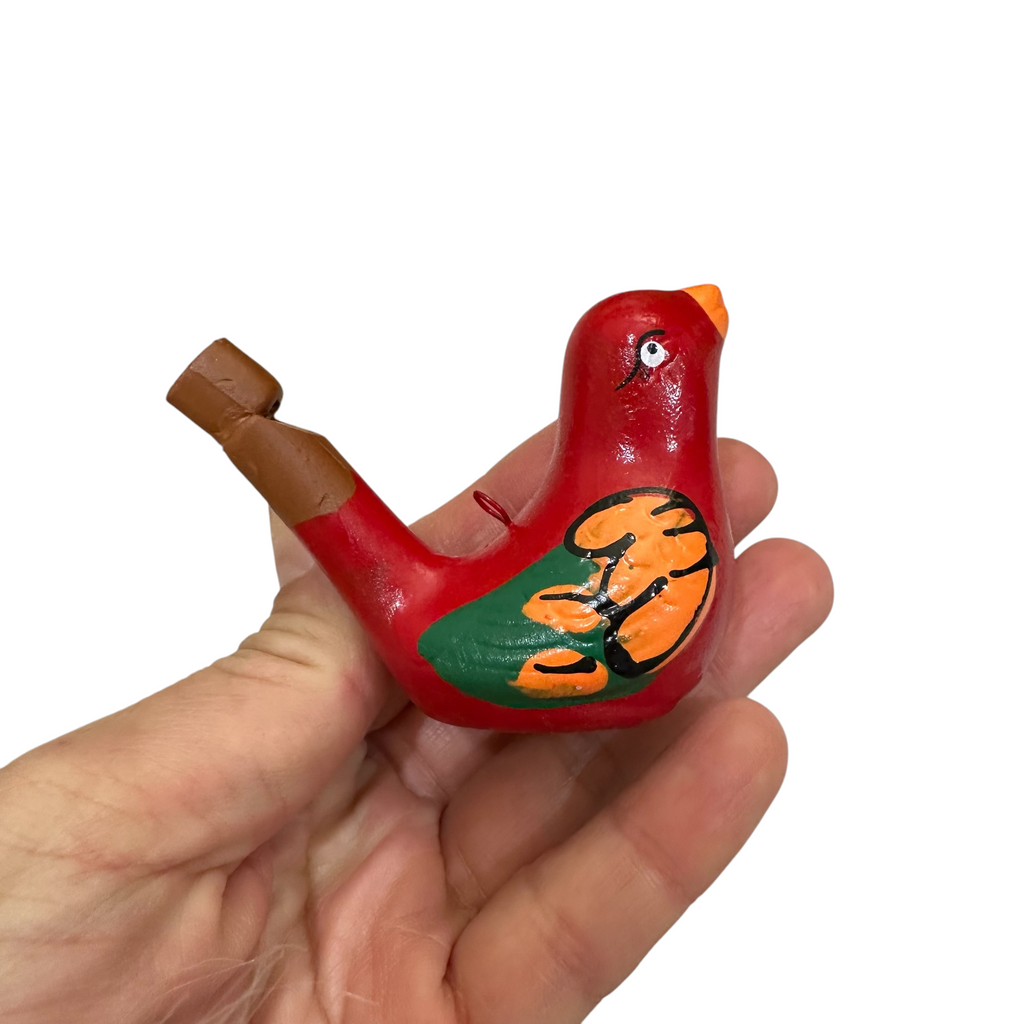 Clay Water Whistle Bird (Red) Music Frog Co