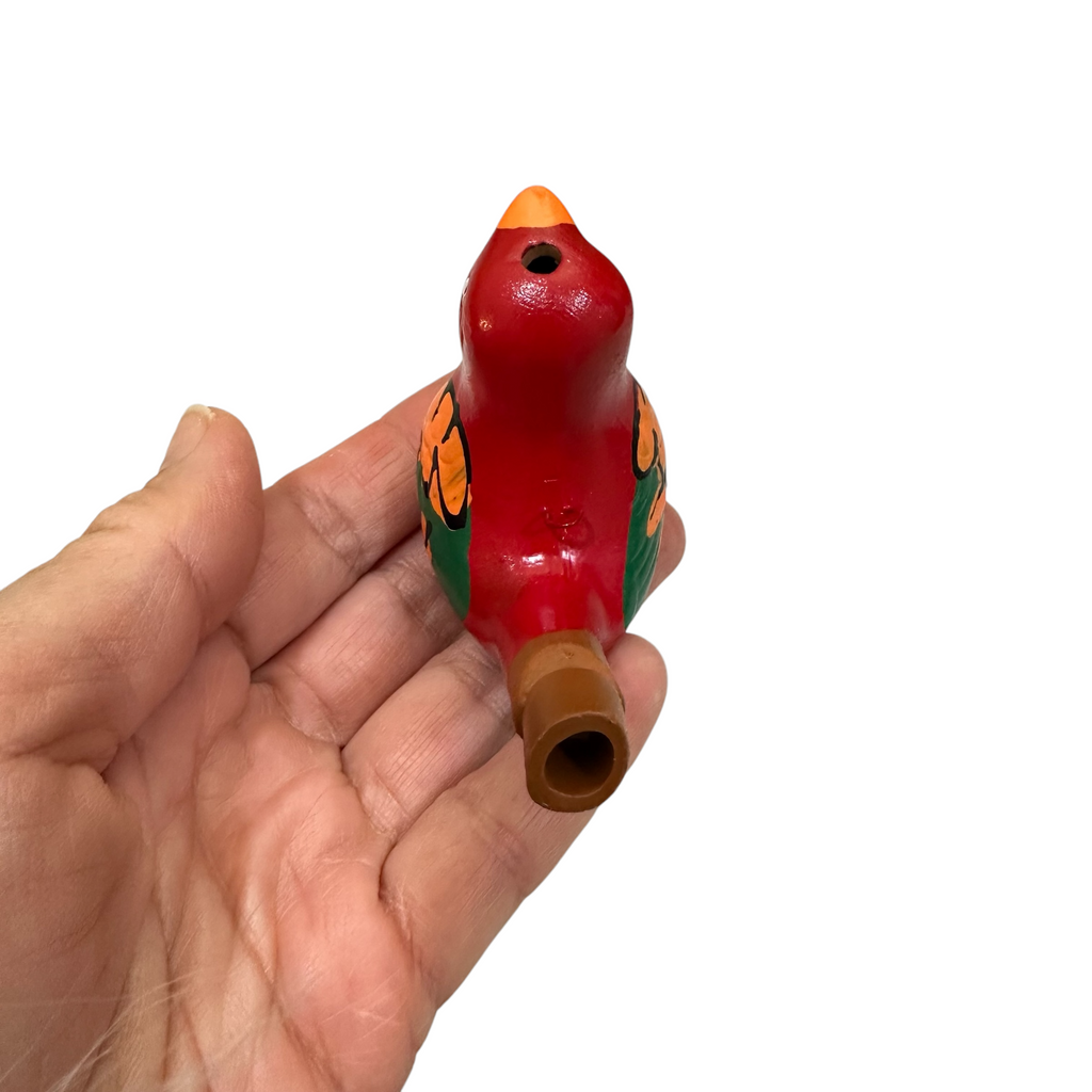 Clay Water Whistle Bird (Red) Music Frog Co
