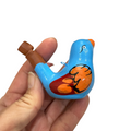 Clay Water Whistle Bird (Light Blue) Music Frog Co