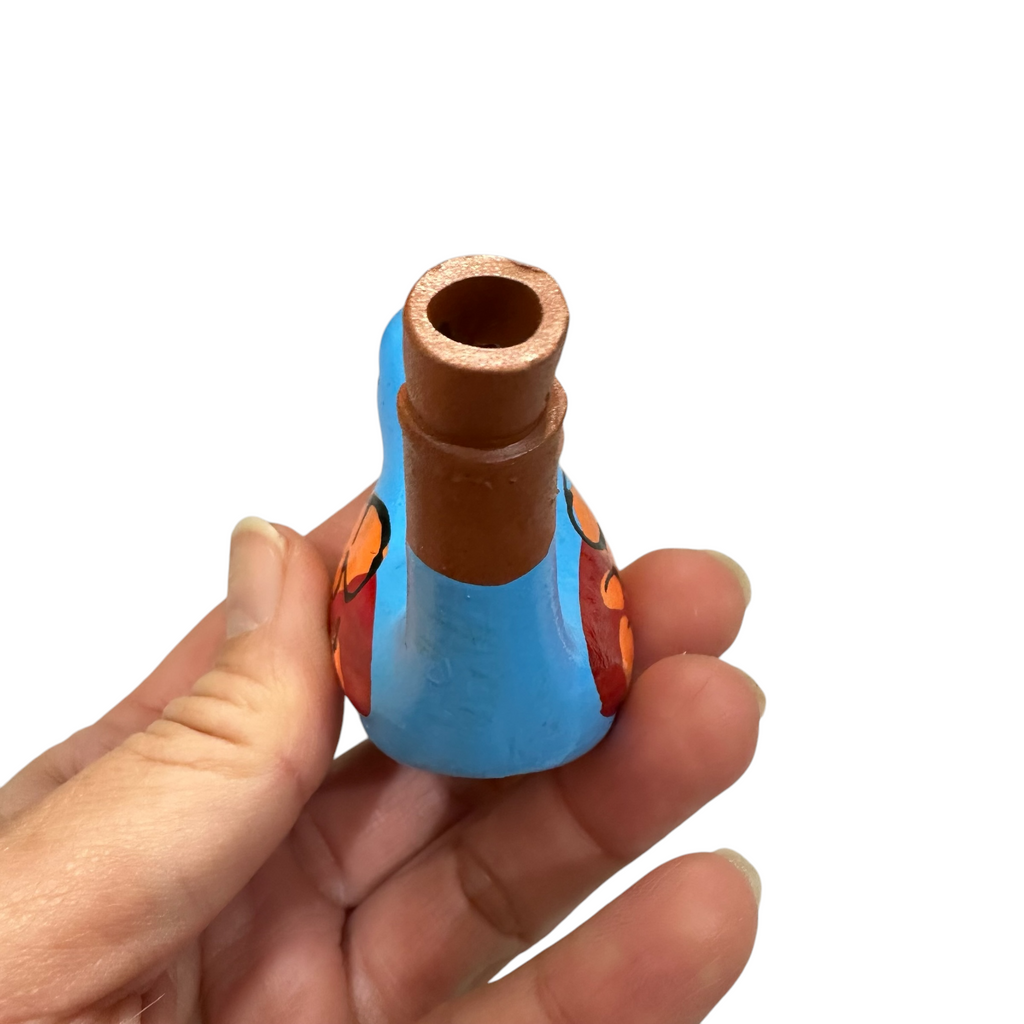 Clay Water Whistle Bird (Light Blue) Music Frog Co