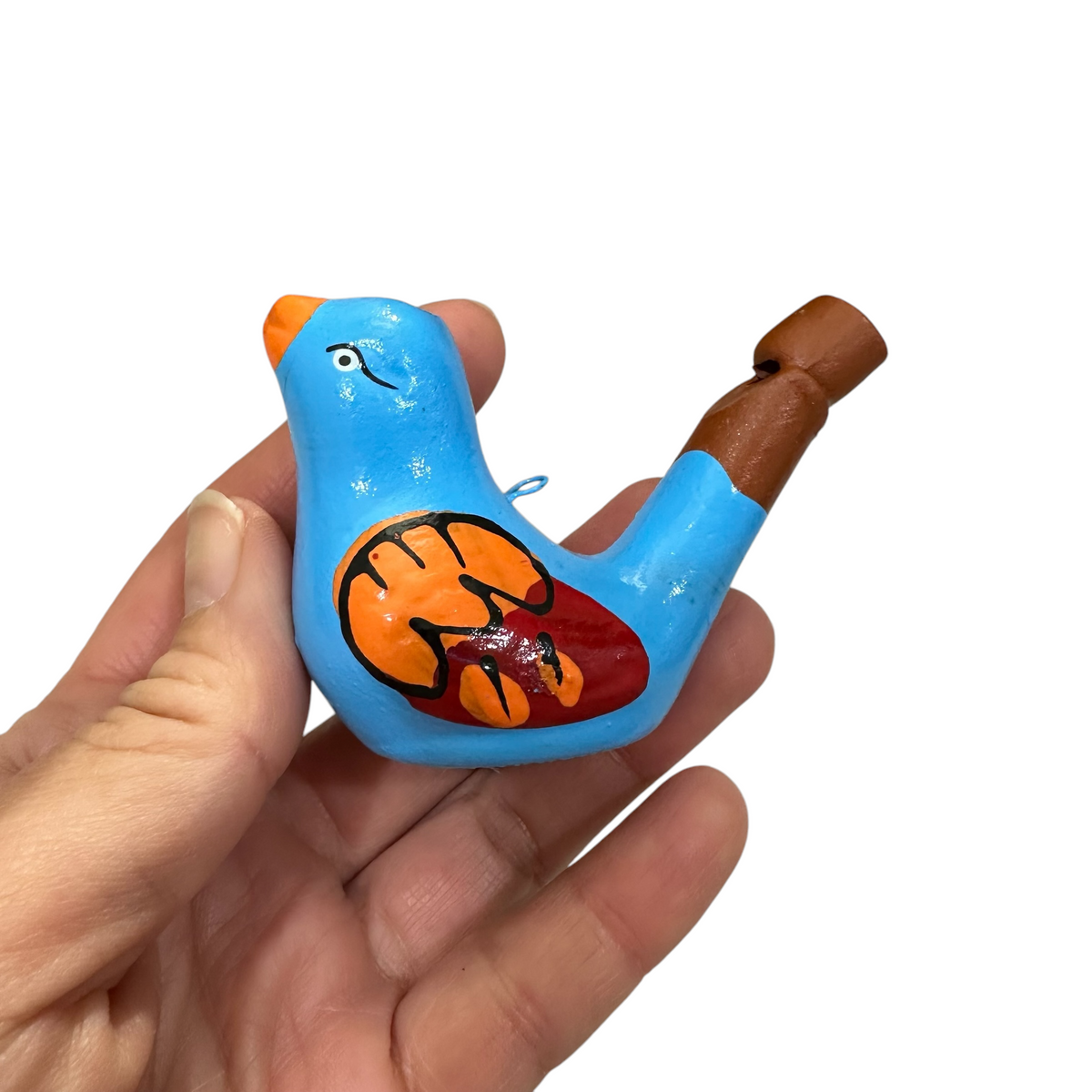 Clay Water Whistle Bird (Light Blue) Music Frog Co